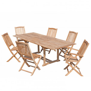 HARRIS - SALON DE JARDIN EN BOIS TECK 8/10 pers - Ensemble de jardin - 1 Table rectangulaire extensible 180*240/100 cm 4 chaises