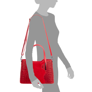 Fiesole borsa tote donna. Pelle autentica scamosciata con stampa coccodrillo.