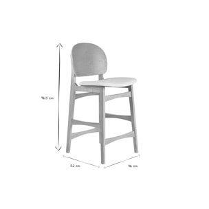 Tabourets scandinaves en bois clair frêne et blanc H68 cm (lot de 2) ELTON