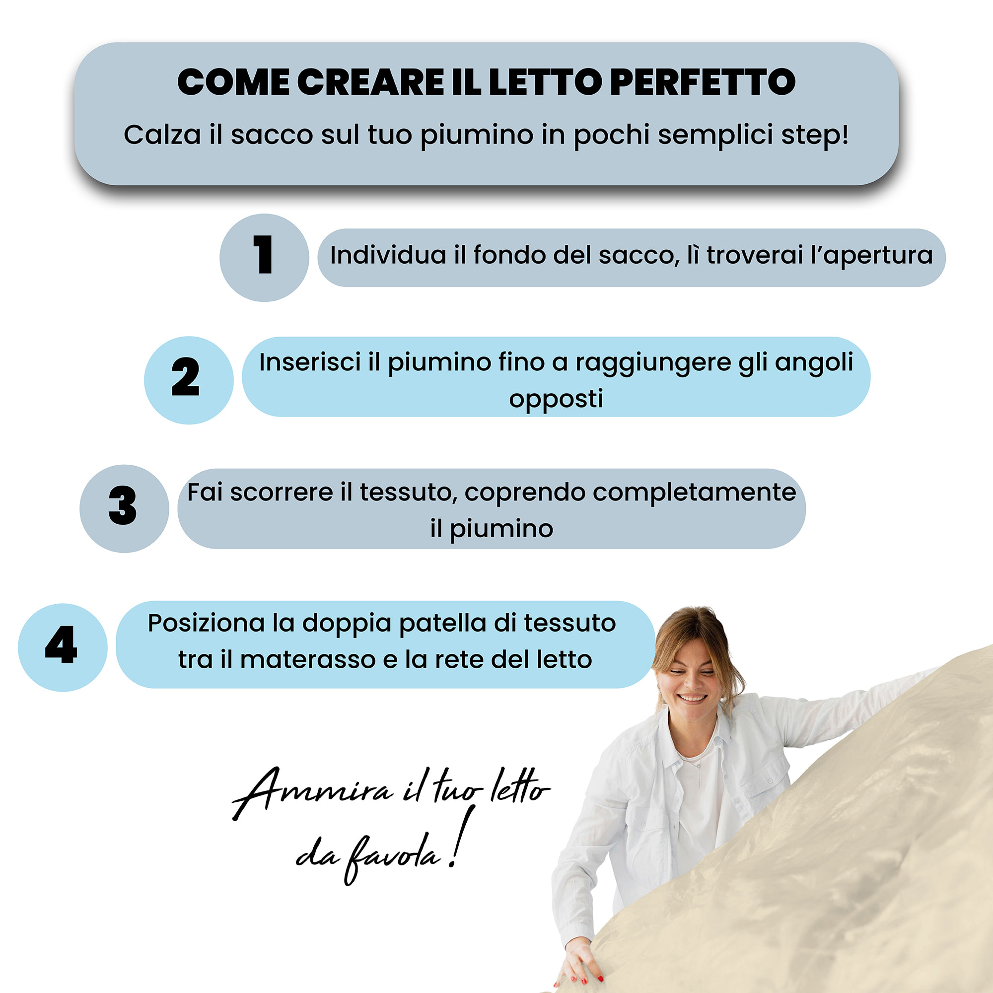 PARURE COPRIPIUMINO RASO CLOE, 100% Raso di Cotone, Made in Italy - PANNA