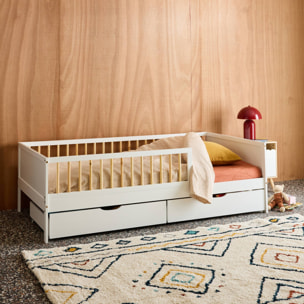 Lit enfant 90 x 190 cm pin naturel avec sommier à lattes et tiroirs ELIO