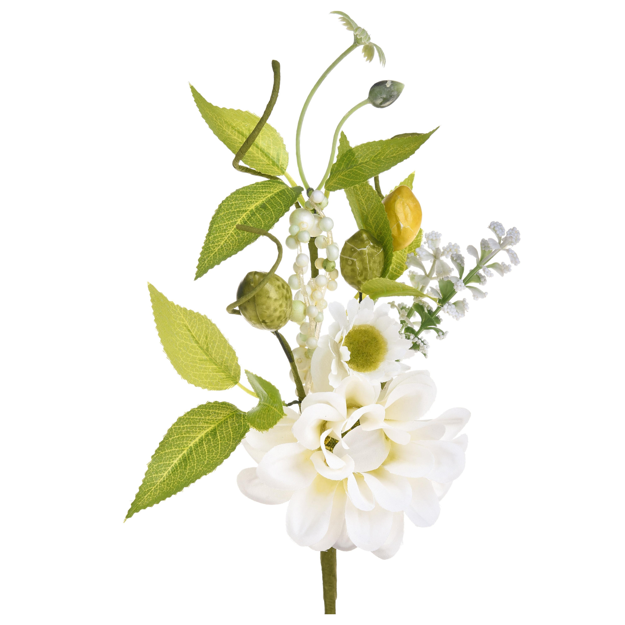 Pick Margherita Con Limoni. Altezza 17 Cm - Pezzi 12 - 10X17X10cm - Colore: Bianco - Bianchi Dino - Fiori Artificiali