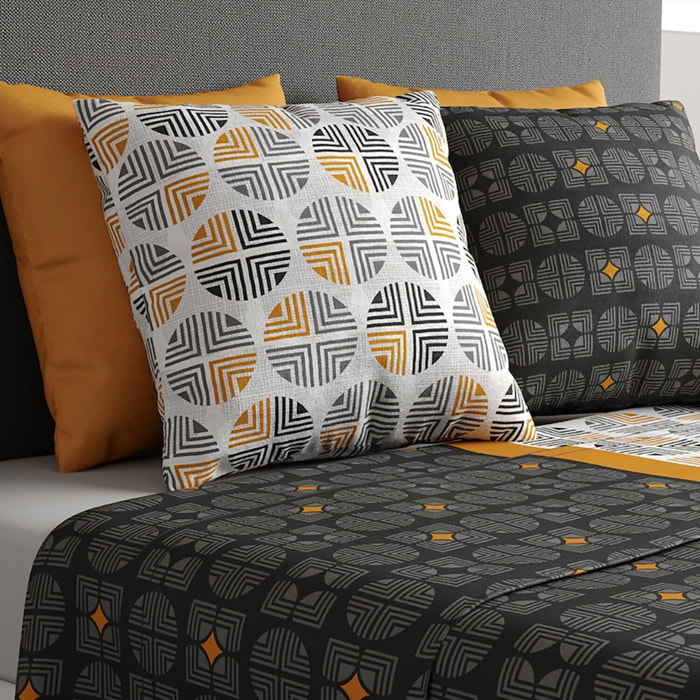 Parure de draps 100% coton imprimé - arturo - gris