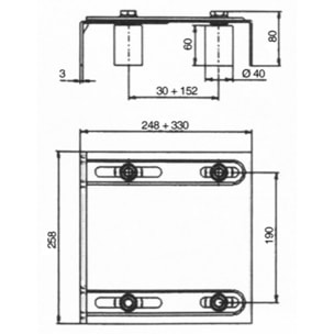 Plaque de guidage réglable pour portail AVL - lg 220 mm x hauteur 55 mm - 7087/30