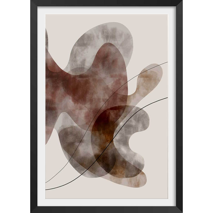 Affiche Organisme abstrait N°2 Affiche + cadre en bois - Noir