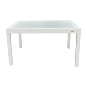 Mesa jardín ext IBIZA rectangular aluminio blanco-cristal translúcido