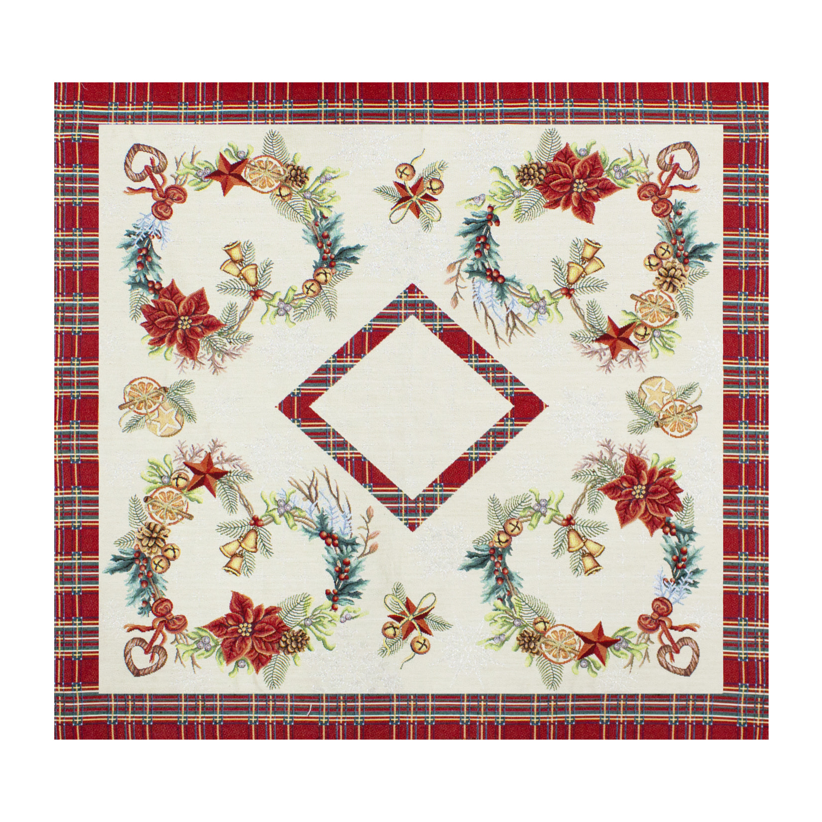 CENTROTAVOLA NATALIZIO JACQUARD DISEGNO GHIRLANDA