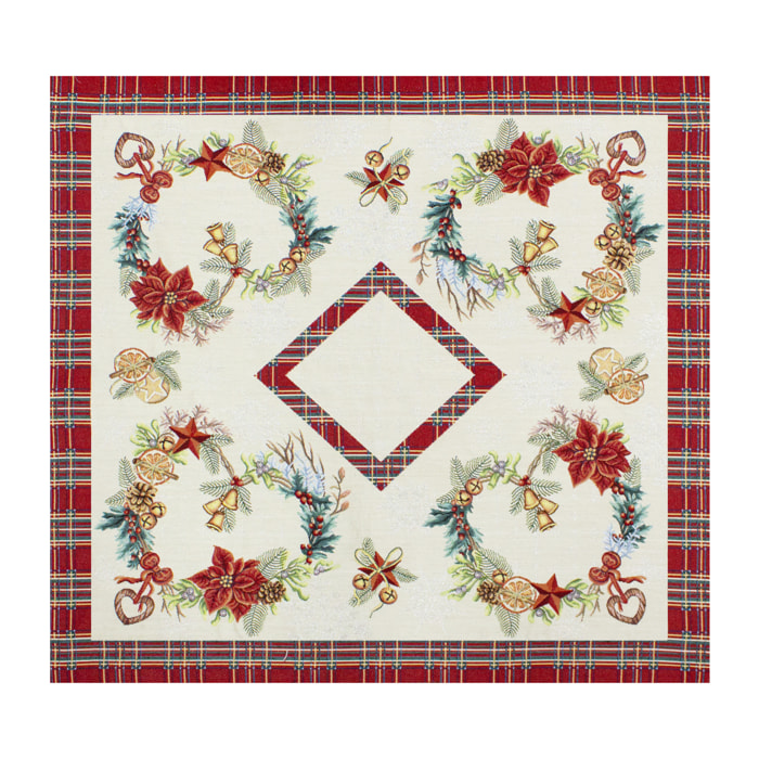 CENTROTAVOLA NATALIZIO JACQUARD DISEGNO GHIRLANDA