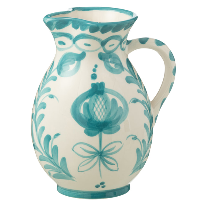 J-Line cruche Granada - céramique - blanc/aqua - small