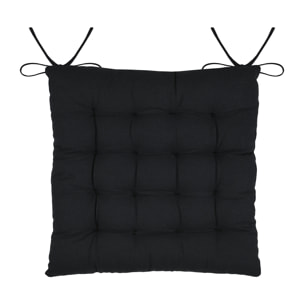 Galette de chaise carrée feuillage tropical en coton - Ecru