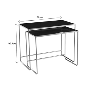 Tables basses gigognes rectangulaires design bleu pétrole et métal doré (lot de 2) WESS