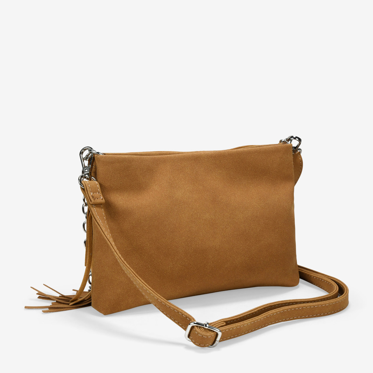 Bolso de hombro cuero con flecos y cadena