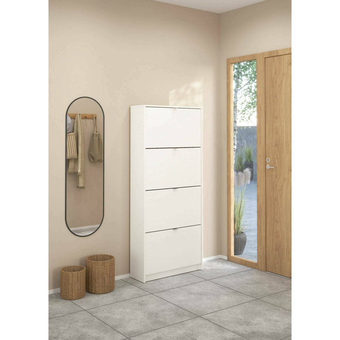 Scarpiera Epidoto, Mobile portascarpe, Armadio da ingresso multiuso, Mobiletto per calzature, 70x24 h162 cm, Bianco