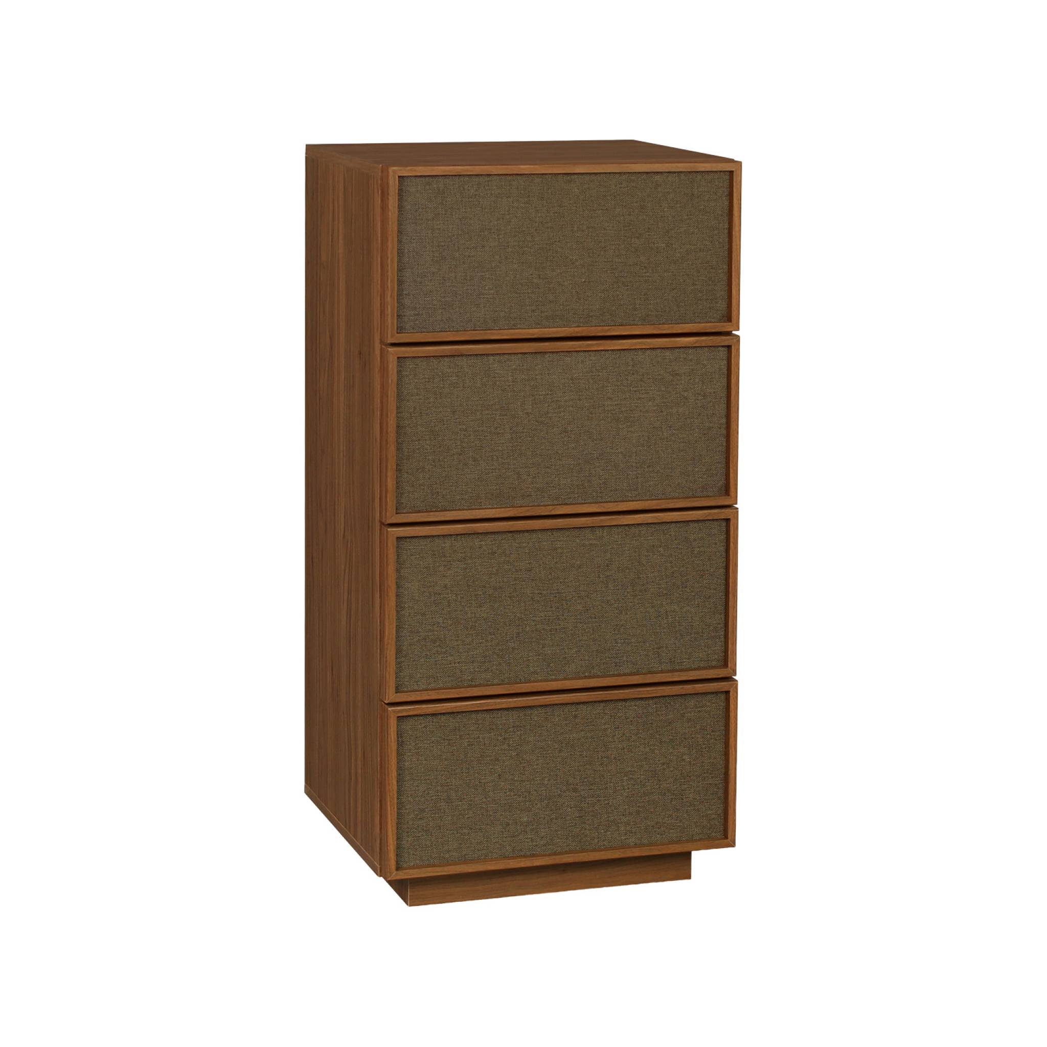 Chiffonnier décor bois et tissu 4 tiroirs KUBA