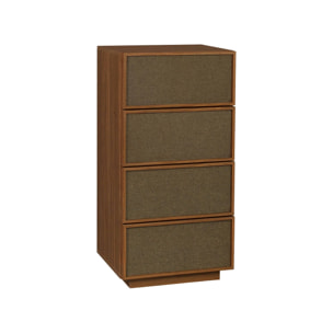 Chiffonnier décor bois et tissu 4 tiroirs KUBA