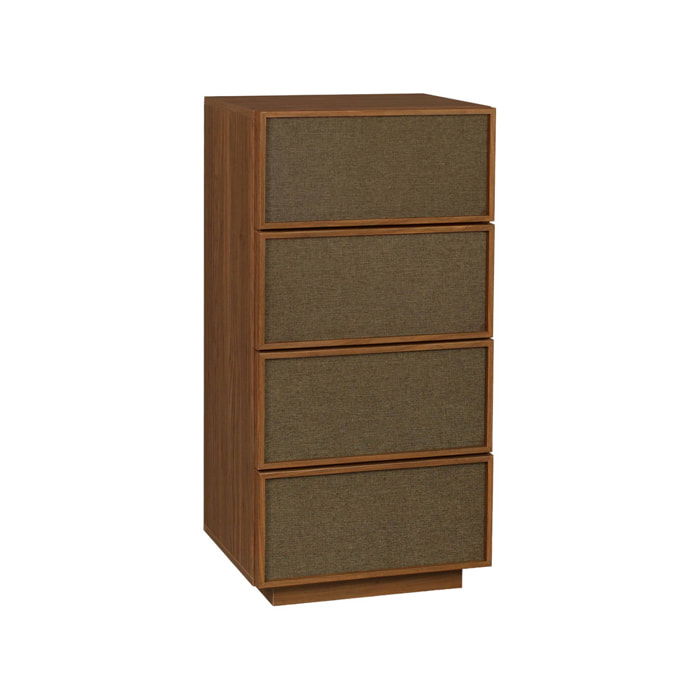 Chiffonnier décor bois et tissu 4 tiroirs KUBA