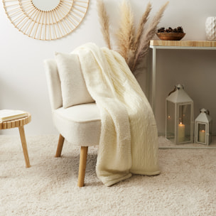 Plaid - HOME DECO FACTORY - Torsade - Effet Sherpa - Beige