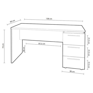 Mesa de escritorio Stylus Blanco Artik (Blanco Mate)