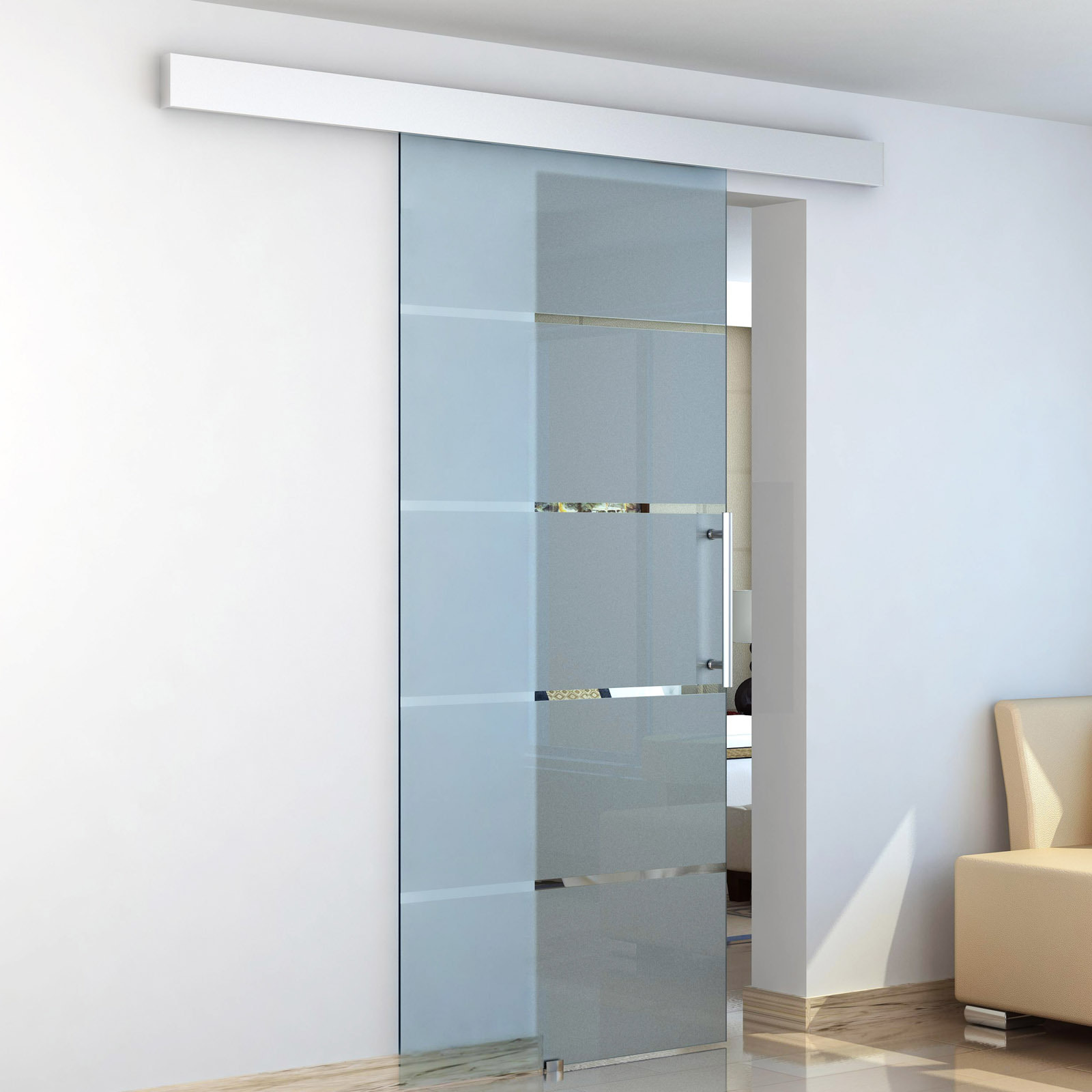 HOMCOM Puerta Corrediza de Vidrio Puerta Corredera Deslizante de Cristal Seguridad 102,5x205 cm