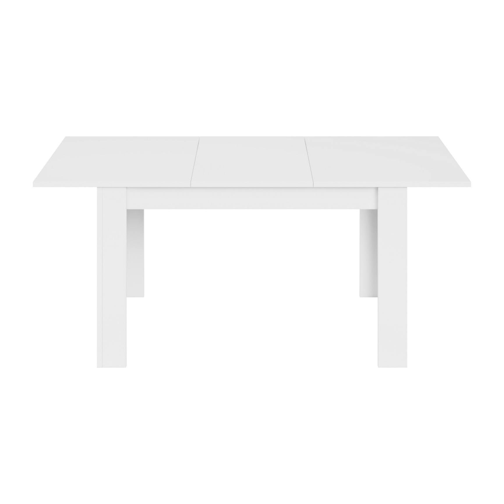 Tavolo allungabile Midland, Tavolo per sala da pranzo allungabile, Tavolo da pranzo estensibile con allunga, cm 140/190x90h78, Bianco lucido