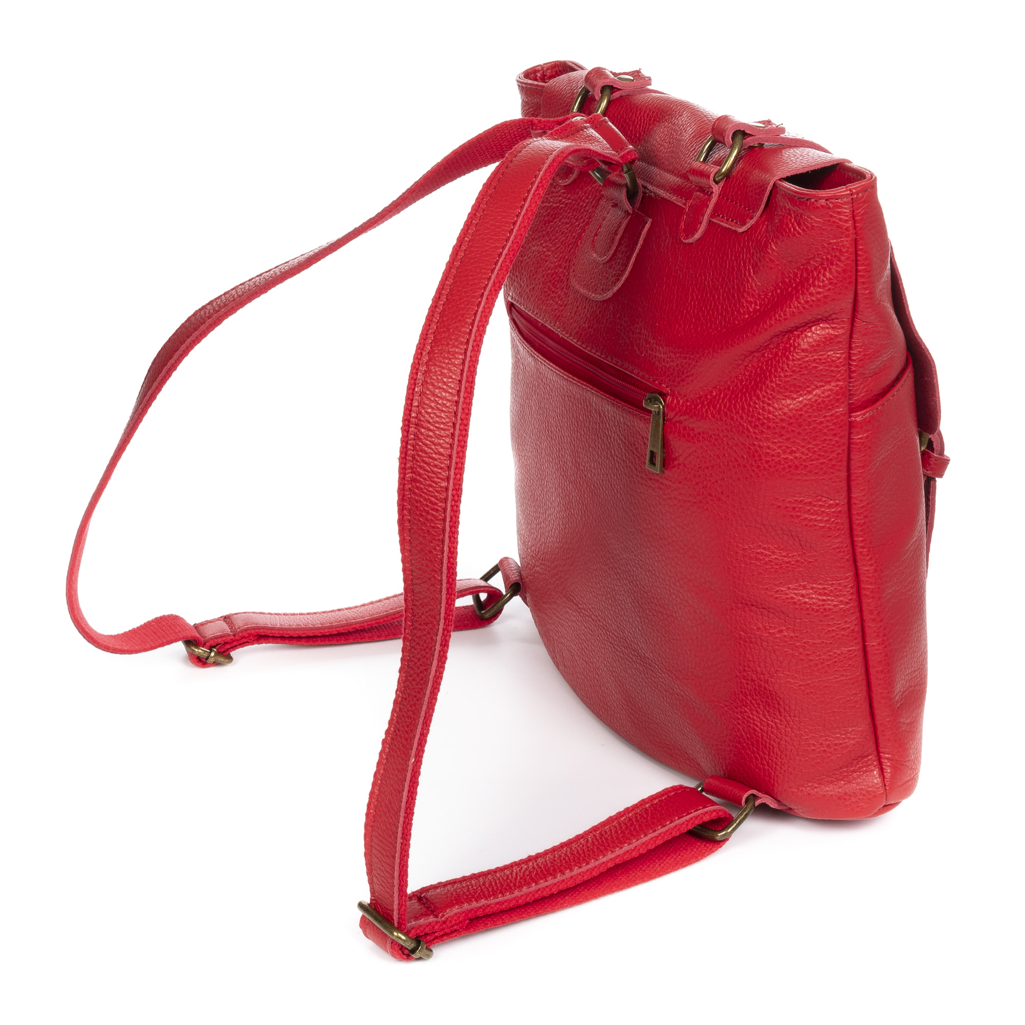FIRENZE ARTEGIANI Amatre Borsa zaino da donna. Dollaro vera pelle Made in Italy 36x15x32 Cm. colore rosso