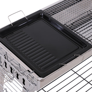 Barbecue à charbon pliable portable étagères + 2 grilles cuisson acier inox.