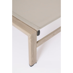 Lettino da giardino SKIPPER NEW con ruote, struttura in alluminio effetto legno chiaro e textilene