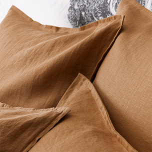 Housse de couette unie en lin lavé, Made in France, NOUVELLE VAGUE , marron clair