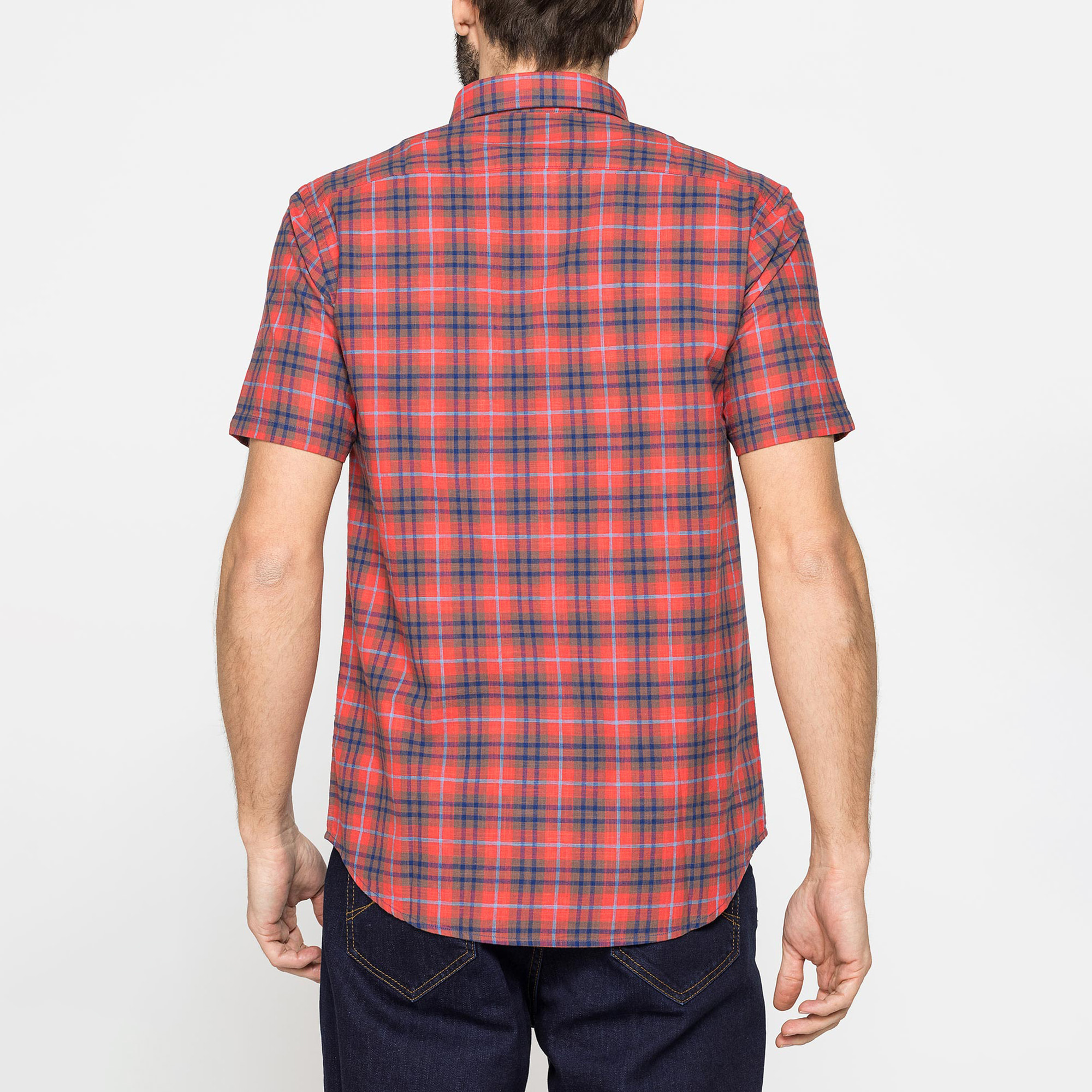 CAMICIA A MANICA CORTA IN COTONE FIAMMATO FANTASIA