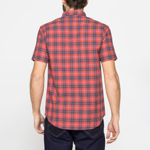CAMICIA A MANICA CORTA IN COTONE FIAMMATO FANTASIA