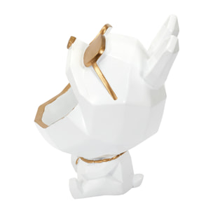 Sculpture Chien A Lunettes Blanc Vide Poche