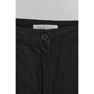 Pantaloni chino May neri con ricamo sulla tasca minimal Polo Club sulla tasca