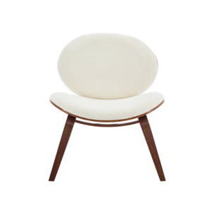 Fauteuil relax décor bois courbé placage effet noyer et bouclette texturée