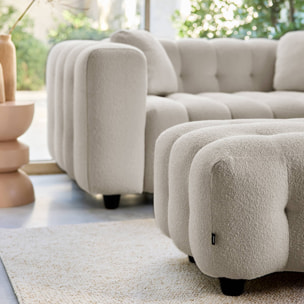 Pouf. module pour canapé. repose-pieds pour canapé 2 places en bouclette texturée beige L 69 x P 59 x H 48cm - Leon