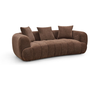Canapé droit style bubble en tissu texturé "La Fayette" - 3 places - Marron