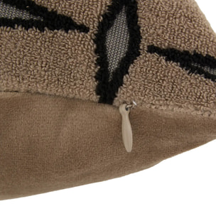 Coussin Diamant 40x40cm jacquard graphique marron