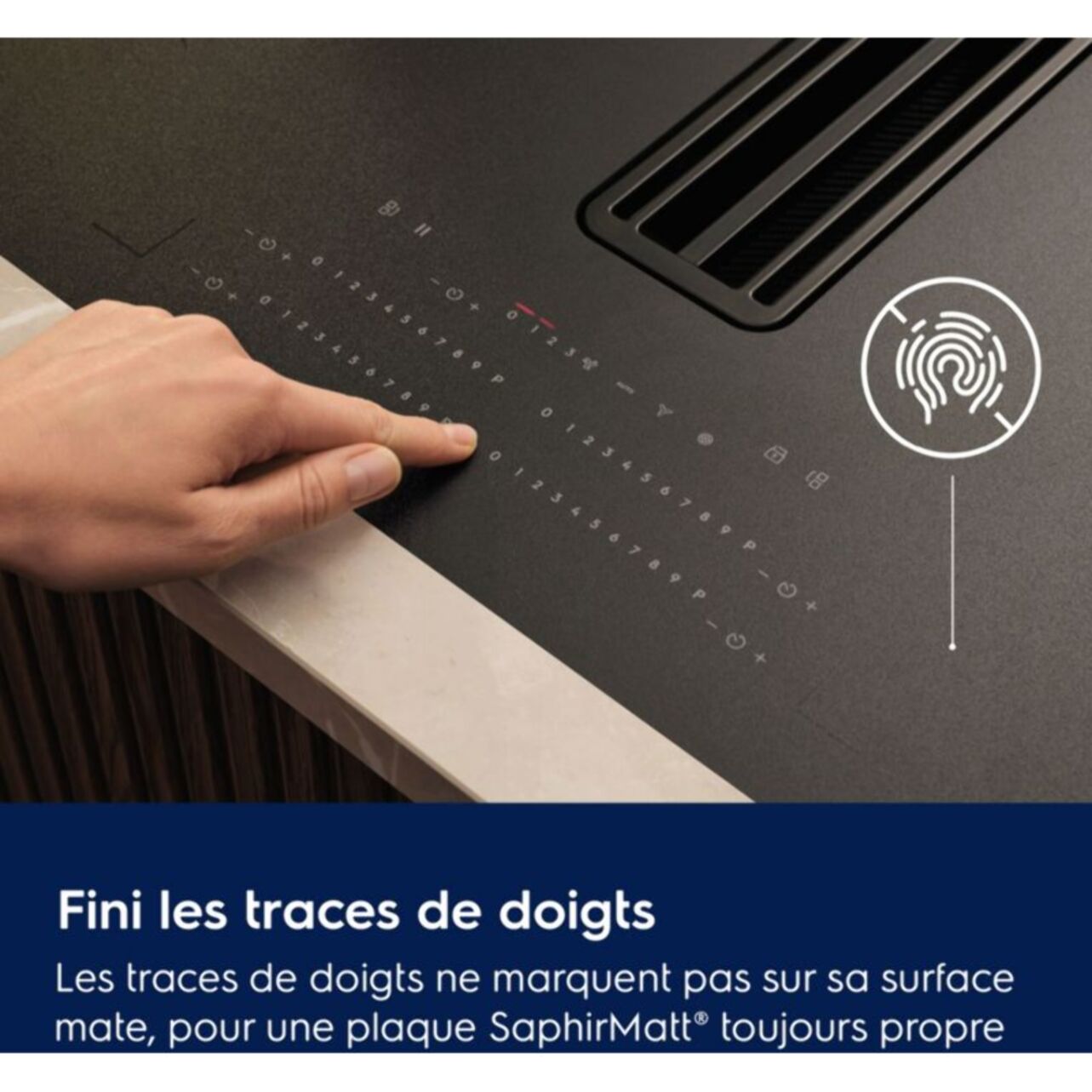 Plaque induction aspirante ELECTROLUX KCC73443CZ SaphirMatt - Hotte intégrée et Anti-rayures