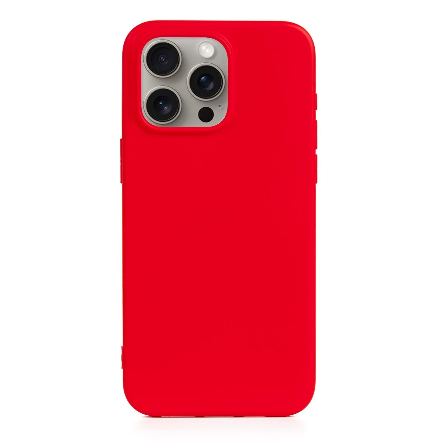 DAM Custodia in silicone Essential per iPhone 15 Pro Max. Interno in morbido velluto. 7,95x1,11x16,27 cm. colore rosso