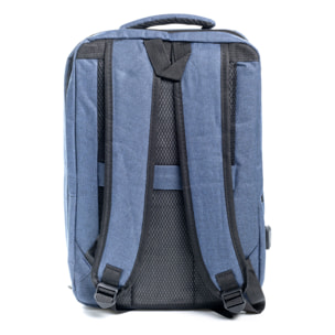 Zaino da cabina multiscomparto, porta laptop 17". Adattabile a Trolley. Presa USB esterna nascosta.