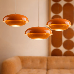 Suspension ronde en métal orange CHLOE