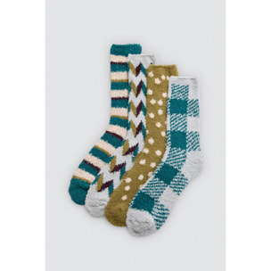 Confezione da 4 calzini in flanella stampati con motivi