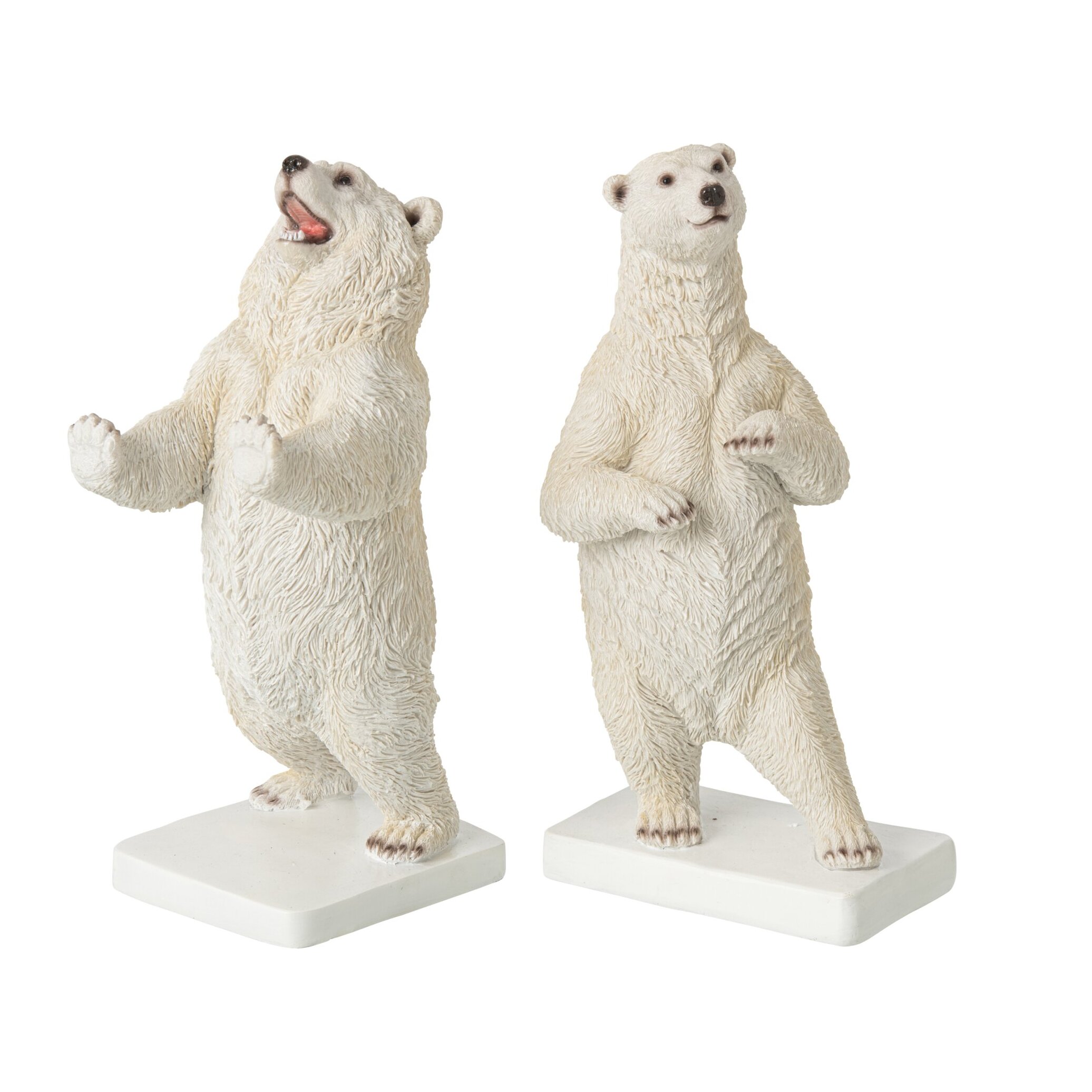 J-Line Set de 2 serre-livres ours - polyrésine - blanc