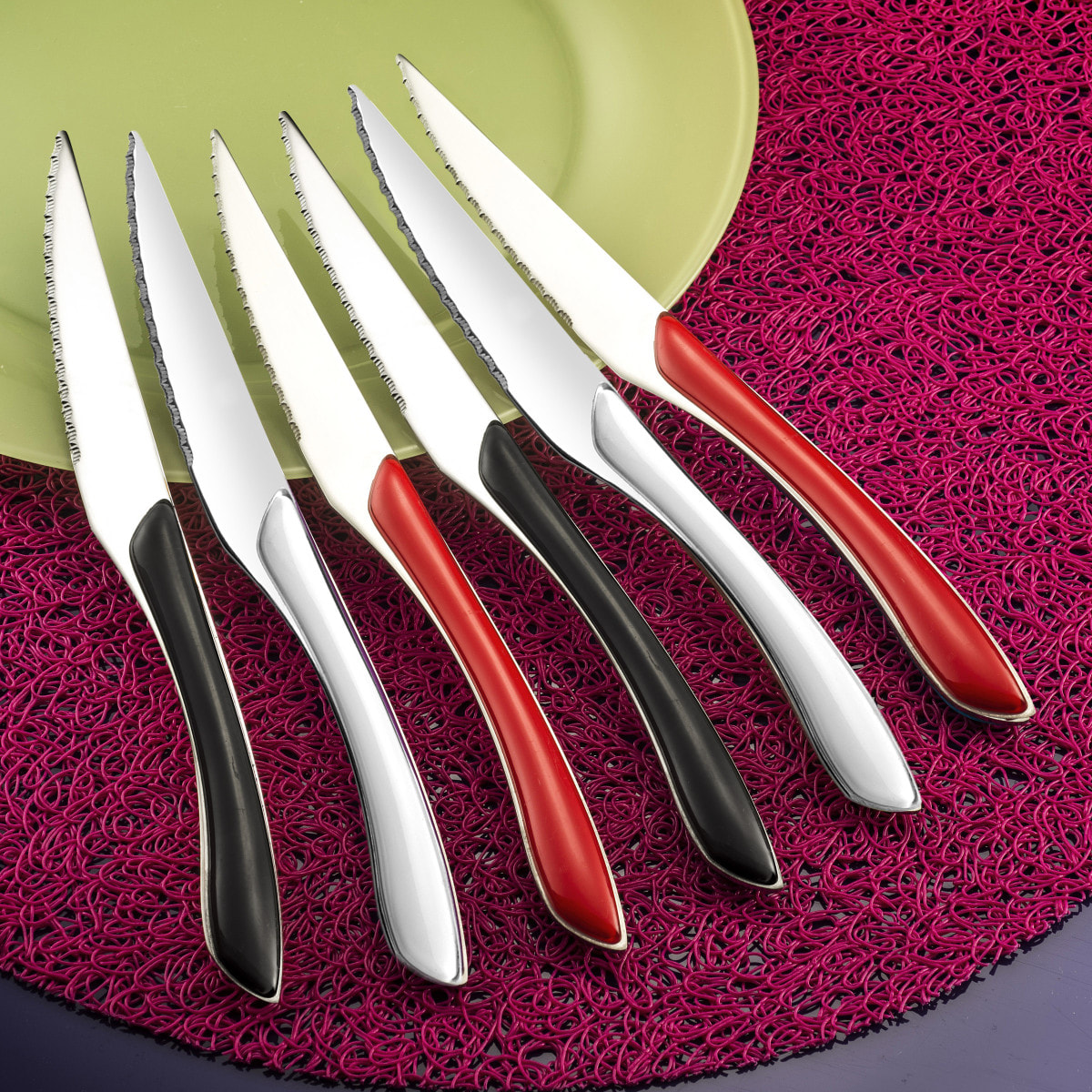 Solstice - Set de 6 cuchillos para carne, colores variados