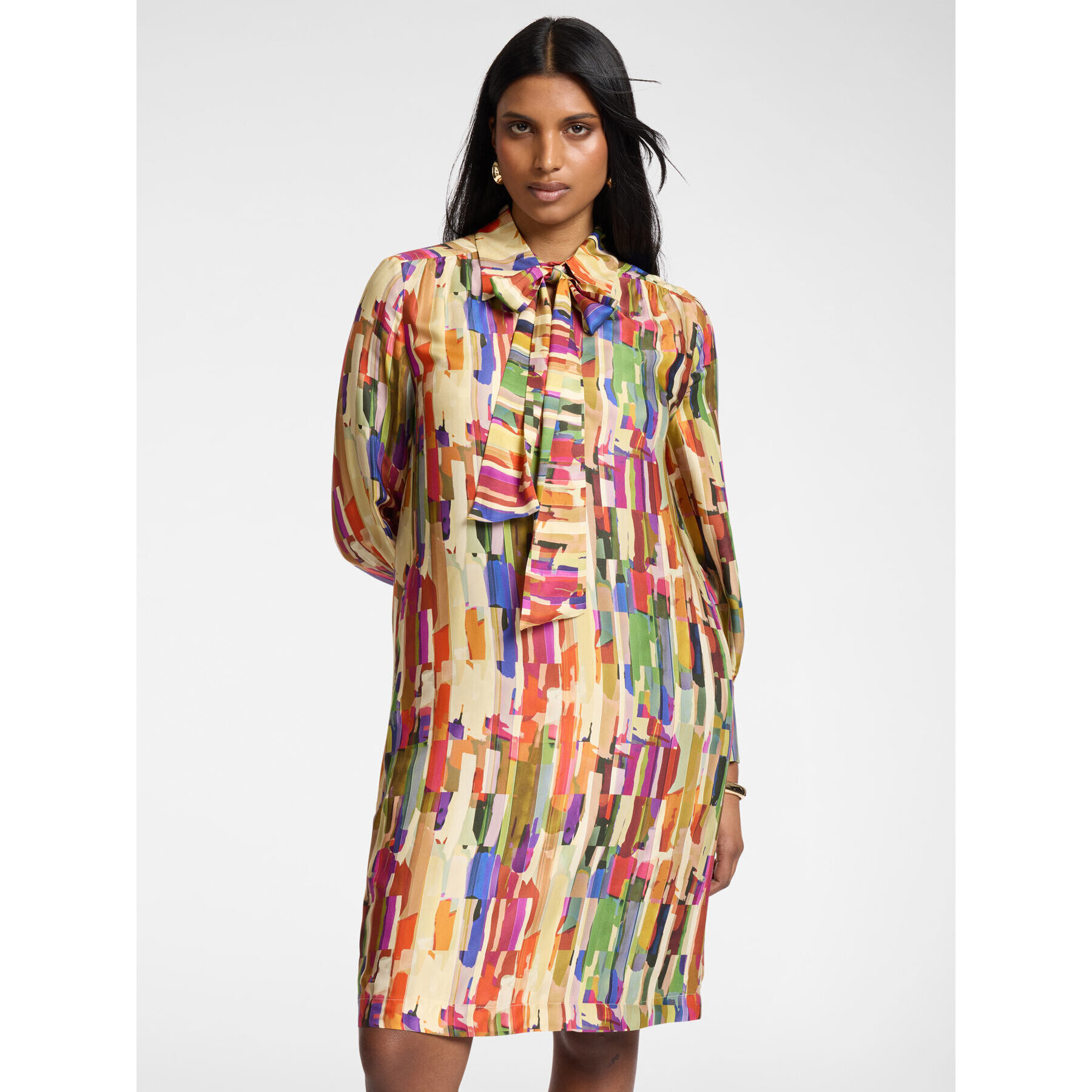 Elena Mirò - Vestido estampado con lazo - Beige