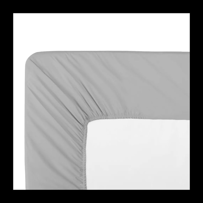 Drap housse b40 percale de coton uni gris La percale francaise platine