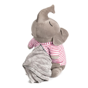 DAM Elefante de peluche con manta de 160x110. 55x19x29 Cm. Color: Gris Oscuro