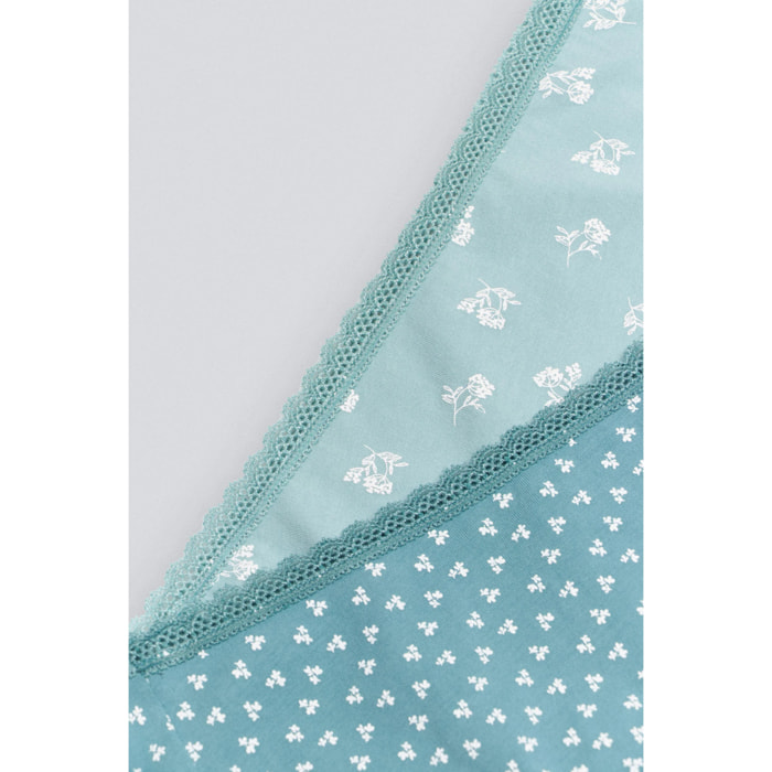 Confezione da 2 mutandine alte stampate blu