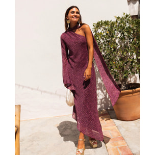 Vestido midi asimétrico con capa