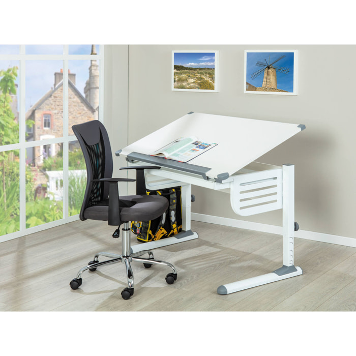 Scrivania regolabile in altezza con ripiano ribaltabile, 110 x 55 x 68, Bianco