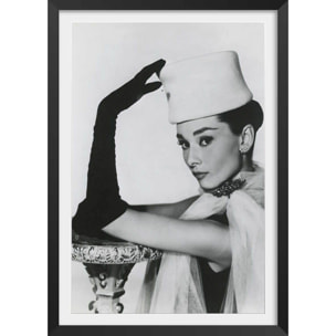 Affiche de film avec Audrey Hepburn Affiche + cadre en bois - Noir